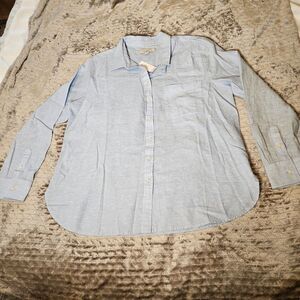 LOFT Chambray Button down top NWT womens Large